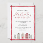 Einfaches rustikales Aquarellhaus Rot Einladung (Vorderseite)