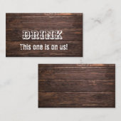 Einfaches rustikales Barn Wood Wedding Drink Ticke Rabattkarte (Vorne/Hinten)