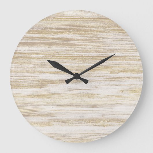 Einfaches rustikales Beige Holz Große Wanduhr (Vorderseite)