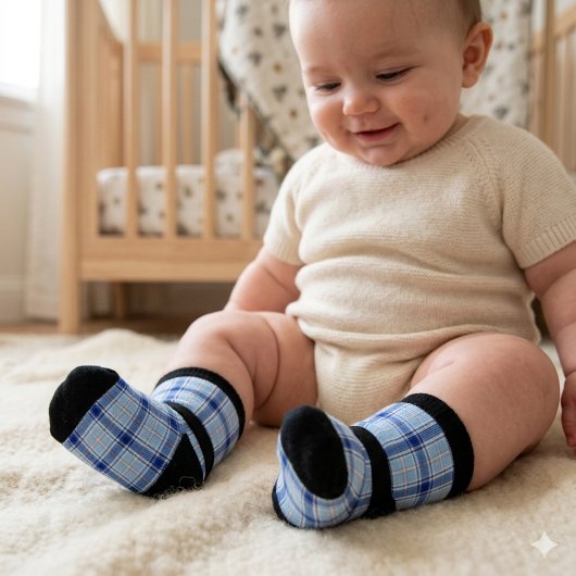Einfaches Rustikales Blaues Karomuster Socken
