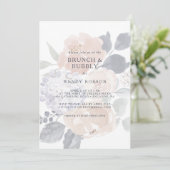 Einfaches rustikales Blumenbrunch und Bubbly Dusch Einladung (Stehend Vorderseite)