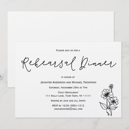 Einfaches rustikales botanisches einladung (Vorne/Hinten)