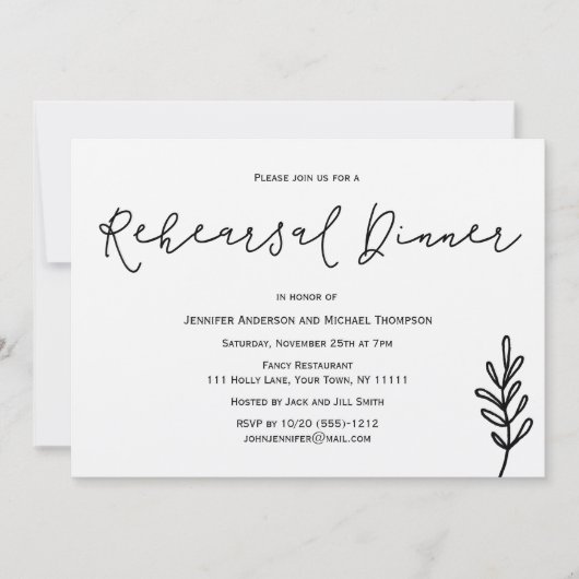 Einfaches rustikales Botanisches Leaf Probe Dinner Einladung (Vorderseite)