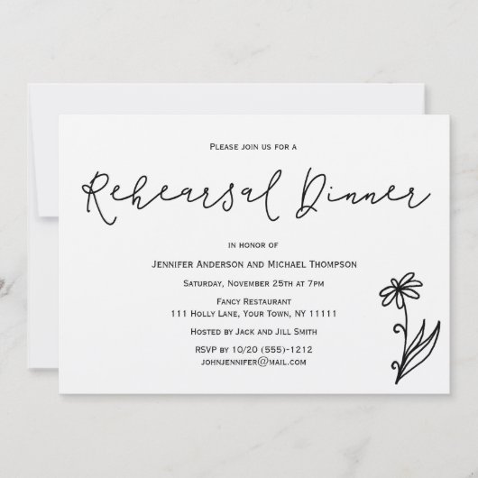 Einfaches rustikales Botanisches Probe-Dinner Einladung (Vorderseite)