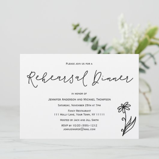 Einfaches rustikales Botanisches Probe-Dinner Einladung (Stehend Vorderseite)