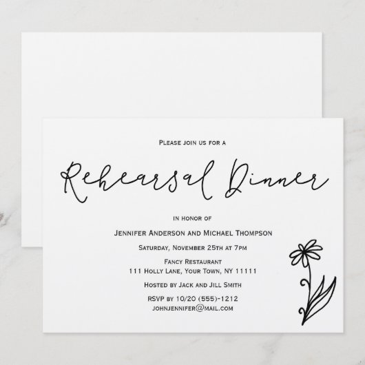 Einfaches rustikales Botanisches Probe-Dinner Einladung (Vorne/Hinten)