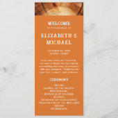 Einfaches rustikales Brautparty mit Holzschnitt Programm (Vorderseite)