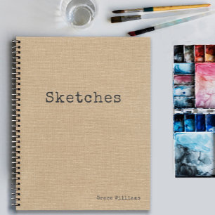 Einfaches rustikales Burlap-Muster mit Ihrem Namen Notizblock