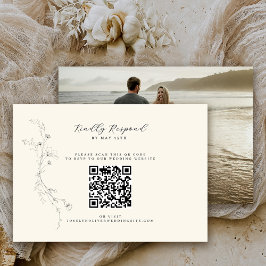 Einfaches rustikales, florales QR-Foto RSVP Karte