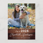 Einfaches rustikales Graduate Foto Custom Abschlus Einladungspostkarte (Vorderseite)