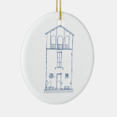 Einfaches rustikales Haus-blauer neuer Keramikornament (Rechts)