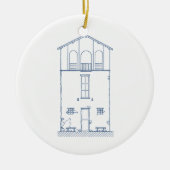 Einfaches rustikales Haus-blauer neuer Keramikornament (Vorne)