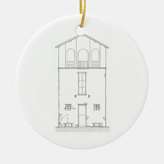 Einfaches rustikales Haus-neuer Keramikornament (Vorne)