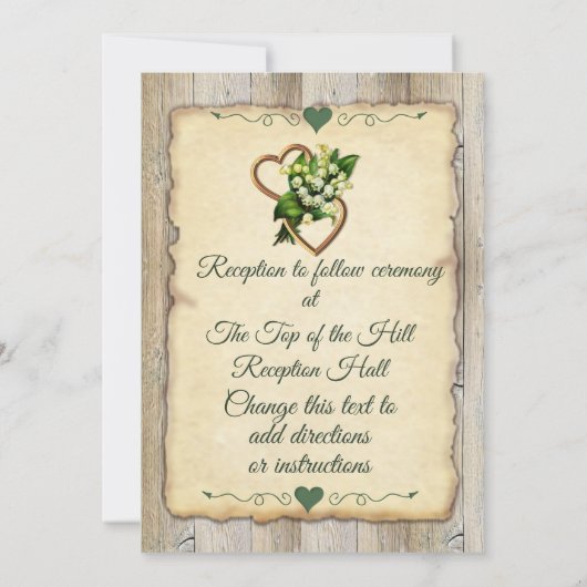 Einfaches rustikales Holz & altes Papier, Lilie &  Ankündigung (Rückseite)