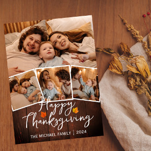 Einfaches rustikales Holz Herbst Thanksgiving-Fami Feiertagskarte