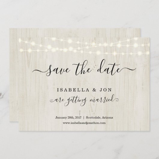 Einfaches rustikales Holz Save the Date Ankündigung (Vorne/Hinten)