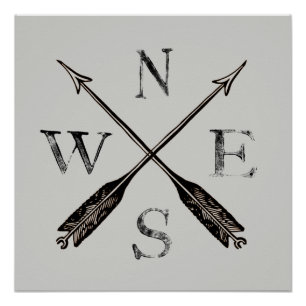 Einfaches rustikales Kompass-Plakat Poster