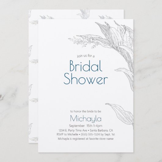 Einfaches Rustikales Kraft-Minimal-Leaf-Brautparty Einladung (Vorne/Hinten)