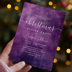 Einfaches rustikales Lila Weihnachtsbüro Party Einladung