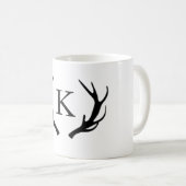 Einfaches rustikales Rotwild-Geweih-Monogramm Kaffeetasse (VorderseiteRechts)