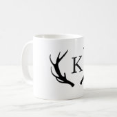Einfaches rustikales Rotwild-Geweih-Monogramm Kaffeetasse (Vorderseite Links)
