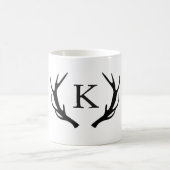 Einfaches rustikales Rotwild-Geweih-Monogramm Kaffeetasse (Mittel)