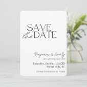 Einfaches rustikales Schwarz-Weiß-Foto Save The Date (Stehend Vorderseite)