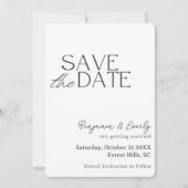 Einfaches rustikales Schwarz-Weiß-Foto Save The Date (Vorderseite)