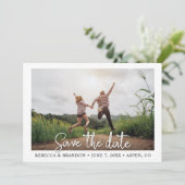 Einfaches rustikales zweiseitiges Foto Save the Da Karte (Stehend Vorderseite)