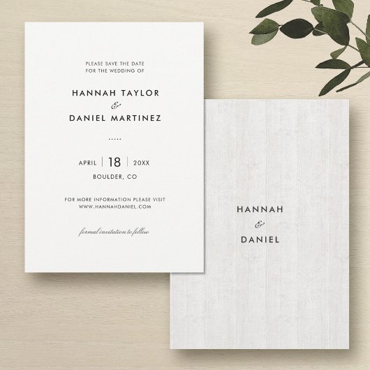 Einfaches rustisches Holz Save The Date