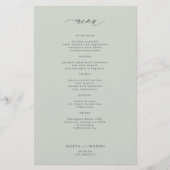 Einfaches Salbei-grünes Hochzeitsmenü Flyer (Vorne)