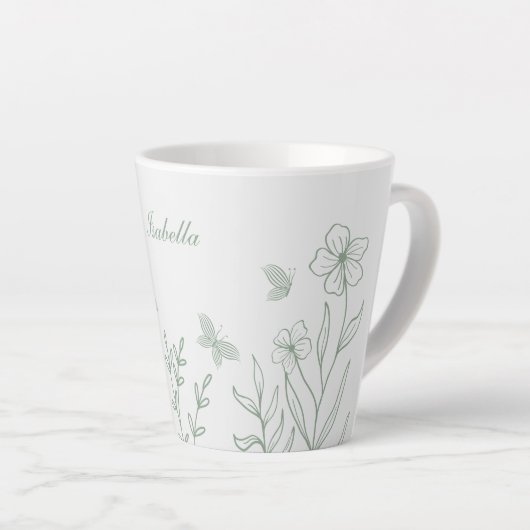 Einfaches Salbeigrün Botanical  Milchtasse (Rechte Ecke)