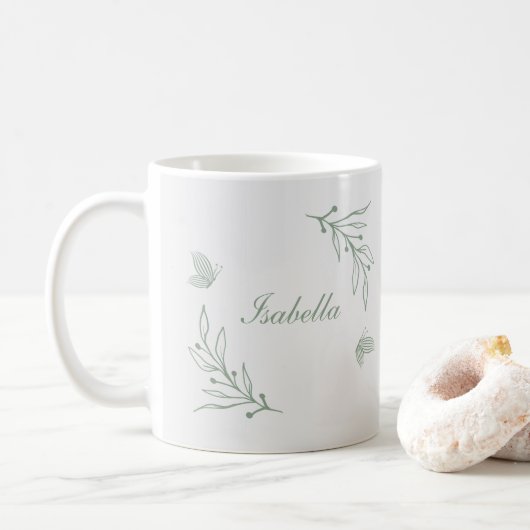 Einfaches Salbeigrün Botanisch  Kaffeetasse (Mit Donut)