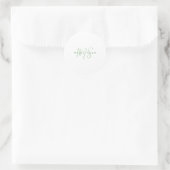 Einfaches Salbeigrün minimalistisches Monogramm Runder Aufkleber (Tasche)