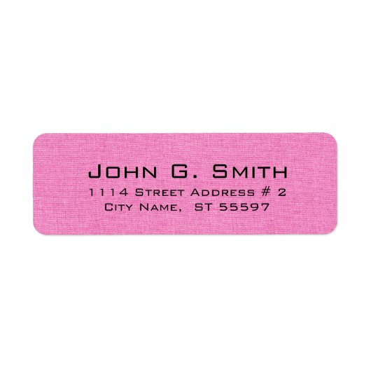 Einfaches, sauberes, rosafarbenes Etikett mit Burl (Vorne)
