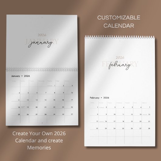 Einfaches, sauberes typografisches Design Kalender