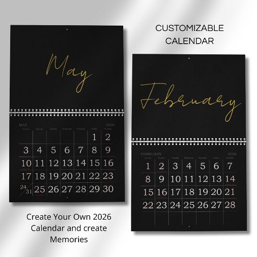 Einfaches, sauberes typografisches Design Kalender