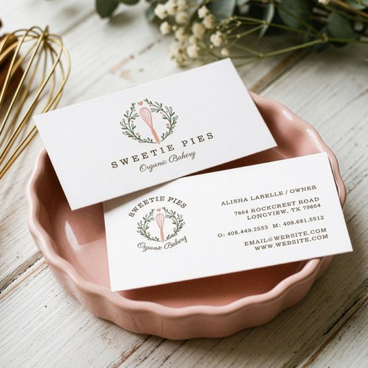 Einfaches, sauberes und minimales Bakery Whisk Log Visitenkarte