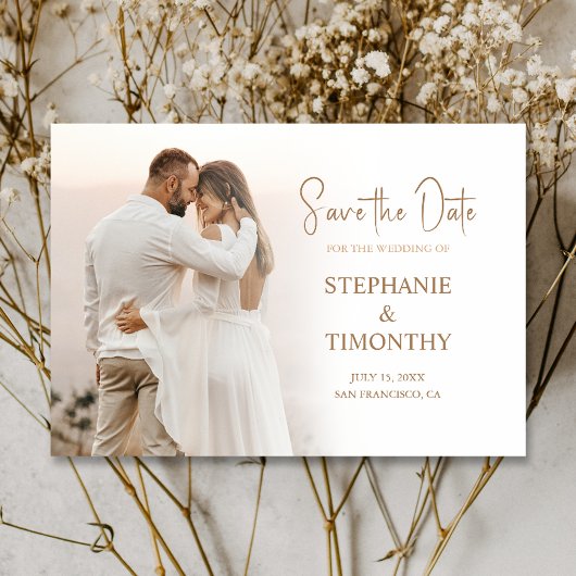 Einfaches Save the Date Foto Moderne Hochzeit Einladung