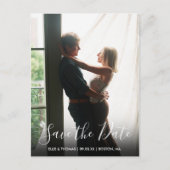 Einfaches Save the Date Foto Modernes Skript Postkarte (Vorderseite)