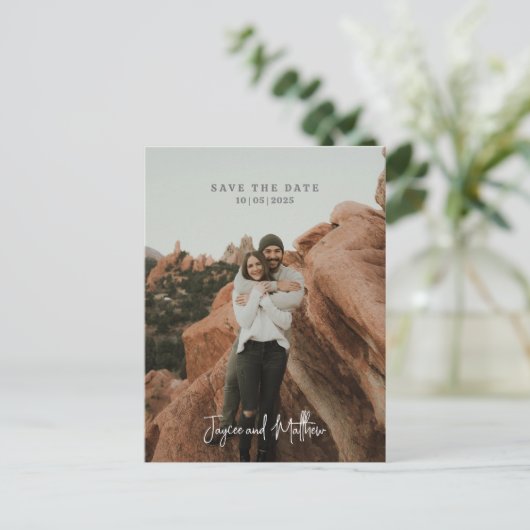 Einfaches Save the Date Foto Postkarte (Stehend Vorderseite)