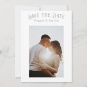 Einfaches Save-the-Date mit Monogramm und Bogen-Ka Einladung (Rückseite)