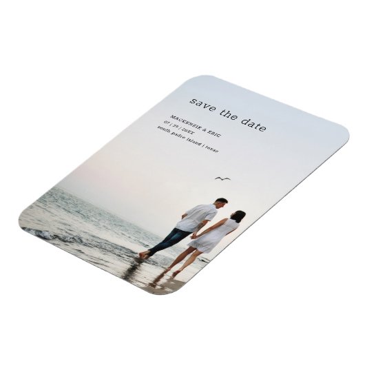 Einfaches Save the Date modernes Hochzeitsmagazin  Magnet (Linke Seite)