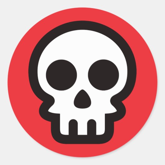 Einfaches Schädellogo auf rotem Hintergrund, rundl Runder Aufkleber (Vorderseite)