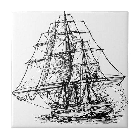 einfaches Schiff der Piratenschifffahrt Fliese (Vorderseite)