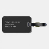 Einfaches Schlicht Schwarz Grau Modernes Monogramm Gepäckanhänger (Rückseite horizontal)