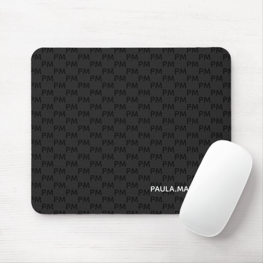 Einfaches Schlicht Schwarz Grau Modernes Monogramm Mousepad (Mit Mouse)