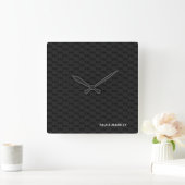 Einfaches Schlicht Schwarz Grau Modernes Monogramm Quadratische Wanduhr (Zuhause)