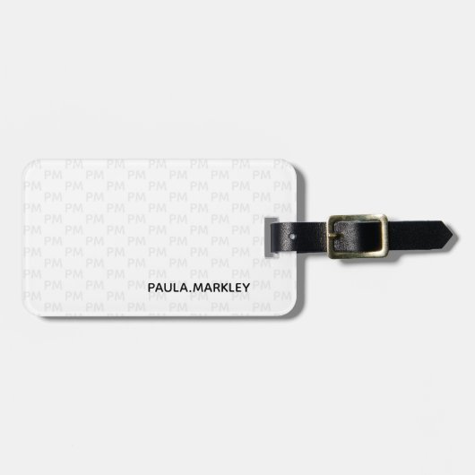 Einfaches Schlicht-weißgraues, modernes Monogramm- Gepäckanhänger (Vorderseite horizontal)