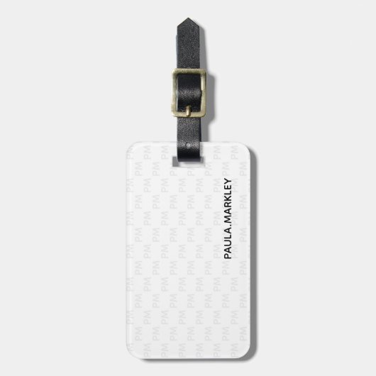 Einfaches Schlicht-weißgraues, modernes Monogramm- Gepäckanhänger (Vorderseite vertikal)